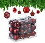 Relaxdays Weihnachtskugeln-Set, Rot, Kunststoff, 6x7x6 cm, Dekoration,