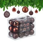 Relaxdays Weihnachtskugeln-Set, Braun, Kunststoff, 6x7x6 cm, Dekoration,