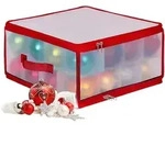 Relaxdays Weihnachtskugel-Aufbewahrungsbox, Rot, Kunststoff, Wellpappe, Textil,