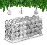 Relaxdays 96-Tlg.weihnachtskugeln-Set, Silber, Kunststoff, Rund, 3x4x3 cm,
