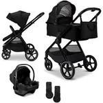 Moon Kinderwagenset Aura Set, Schwarz, 3-teilig, Uni, 61x115x140 cm, EN 1888,