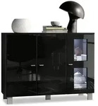 Vladon Sideboard, Schwarz Hochglanz, Holzwerkstoff, 107x81x35 cm, Wohnzimmer,