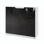 Vladon Kommode, Schwarz Hochglanz, Holzwerkstoff, 82x78x37 cm, Wohnzimmer,...