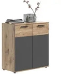 Mid.you Kommode, Grau, Eiche, Kunststoff, 4 F&auml;cher, 80x87x40 cm, FSC Mix, stehend,