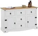 CARO-M&ouml;bel Sideboard, Wei&szlig;, Braun, Holz, Kiefer, Vintage, 125x76x40 cm,...