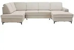 Stylife Wohnlandschaft, Hellgrau, Metall, 4-Sitzer, Ottomane links, U-Form, 317x185