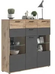 Mid.you Highboard, Grau, Holzwerkstoff, 4 F&auml;cher, 2 Schublade(n) Schubladen,