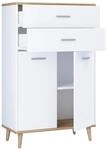 Mid.you Highboard, Wei&szlig;, Eiche, Holzwerkstoff, Holzoptik, 1 F&auml;cher, 2 Schublade(n)
