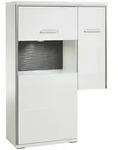 Livetastic Highboard Accra, Grau, Silber, Wei&szlig;, Wei&szlig; Hochglanz, Metall, Glas,