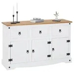 CARO-M&ouml;bel Anrichte, Wei&szlig;, Braun, Holz, Kiefer, Vintage, 125x76x40 cm,...