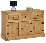 CARO-M&ouml;bel Sideboard, Natur, Holz, Kiefer, Vintage, 132x84x44 cm, Wohnzimmer,