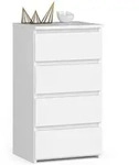 Akord Kommode, Wei&szlig;, Holzwerkstoff, Nachbildung, Holz Optik, 4 Schubladen,