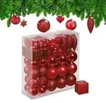 Relaxdays Weihnachtskugeln-Set, Rot, Kunststoff, 8x9x8 cm, Dekoration,