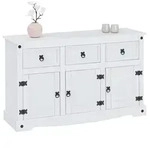 CARO-M&ouml;bel Sideboard, Wei&szlig;, Holz, Kiefer, Vintage, 124x76x40 cm, Wohnzimmer,