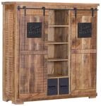Landscape Highboard, Natur, Schwarz, Holz, Metall, Mangoholz, massiv, 11 F&auml;cher, 2
