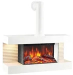 Elektrokamin, Wei&szlig;, Metall, Glas, 82.0x84.0x21.7 cm, Fernbedienung, Flammeneffekt