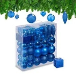 Relaxdays Weihnachtskugeln-Set, Blau, Kunststoff, 8x9x8 cm, Dekoration,
