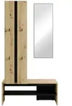 Mid.you Garderobe, Schwarz, Eiche Artisan, Holzwerkstoff, 1 F&auml;cher, 100x186x40 cm,