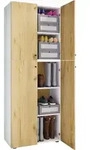 Mid.you Schuhschrank Lona, Wei&szlig;, Honigeiche, Kunststoff, 3 F&auml;cher, 70x182x39 cm,