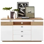 Stylife Sideboard Fresno, Wei&szlig;, Eiche Artisan, Holzwerkstoff, 4 F&auml;cher, 3