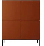 Selsey Highboard, Dunkelorange, Metall, 100x122x35 cm, Wohnzimmer, Kommoden &