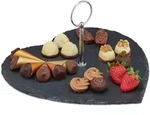 Relaxdays Schieferplatte, Anthrazit, Stein, Metall, 25x12.5x25.5 cm, Tischkultur &