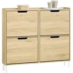 SoBuy Schuhschrank, Natur, Holzwerkstoff, Metall, 100x90x19 cm, Garderobe,