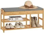 SoBuy Schuhbank, Natur, Holz, 90x45x30 cm, Garderobe, Garderobenb&auml;nke, Schuhb&auml;nke