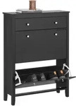 SoBuy Schuhschrank, Schwarz, Holzwerkstoff, 80x108x25 cm, Garderobe,