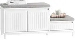 SoBuy Schuhbank, Wei&szlig;, Holzwerkstoff, Metall, 100x42x35 cm, Garderobe,