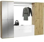 Mid.you Garderobe, Wei&szlig; Hochglanz, Holzwerkstoff, 3-teilig, 2 Schublade(n)