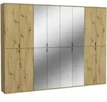 Mid.you Garderobenschrank, Holzwerkstoff, Glas, 28 F&auml;cher, 244x193x34 cm, FSC Mix,