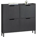 SoBuy Schuhschrank, Schwarz, Holzwerkstoff, Metall, 100x91x19 cm, Garderobe,