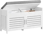 SoBuy Schuhbank, Wei&szlig;, Holzwerkstoff, 90x50x33 cm, Garderobe, Garderobenb&auml;nke,