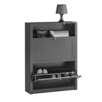 SoBuy Schuhschrank, Schwarz, Holzwerkstoff, 80x110x24 cm, Garderobe,