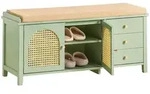 SoBuy Schuhbank, Gr&uuml;n, Holzwerkstoff, 100x46x34 cm, Garderobe, Garderobenb&auml;nke,