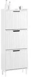SoBuy Schuhschrank, Wei&szlig;, Holzwerkstoff, Metall, 50x130x19 cm, Garderobe,