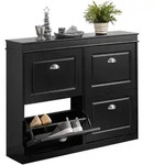 SoBuy Schuhschrank, Schwarz, Holzwerkstoff, 105x82x24 cm, FSC 100%, Garderobe,