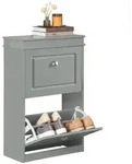 SoBuy Schuhschrank, Hellgrau, Holzwerkstoff, 53x82x24 cm, FSC 100%, Garderobe,