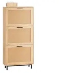 SoBuy Schuhschrank, Natur, Holzwerkstoff, Metall, 60x127x24 cm, Garderobe,