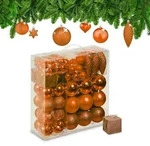 Relaxdays 110-Tlg.weihnachtskugeln-Set, Orange, Kunststoff, 8x9x8 cm, Dekoration,