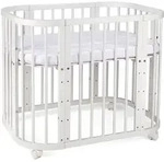 waldin Babybett, Wei&szlig;, Holz, Echtholz,Buche, Oval, 65.5x92 cm, FSC 100%, Babym&ouml;bel,