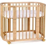 waldin Babybett, Natur, Holz, Echtholz,Buche, Oval, 65.5x92 cm, FSC 100%, Babym&ouml;bel,
