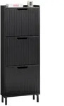 SoBuy Schuhschrank, Schwarz, Holzwerkstoff, Metall, 50x130x19 cm, Garderobe,