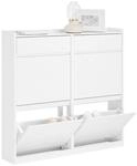 SoBuy Schuhkipper, Wei&szlig;, Holz, 98x95x19 cm, Garderobe, Schuhaufbewahrung,