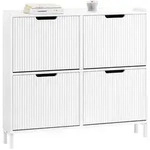 SoBuy Schuhschrank, Wei&szlig;, Holzwerkstoff, Metall, 100x91x19 cm, Garderobe,