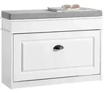 SoBuy Schuhbank, Wei&szlig;, Schwarz, Holzwerkstoff, 75x51x24 cm, Garderobe,