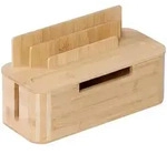 Relaxdays Kabelbox, Hellbraun, Holz, Kunststoff, 30x16x13 cm, Arbeitszimmer,