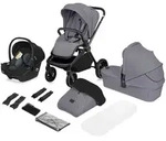 Lionelo Kinderwagenset No, Grau, 3-teilig, 62x110x93 cm, EN 1888, Baby on Tour,