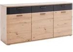 Livetastic Sideboard Kigali, Anthrazit, Eiche, Holzwerkstoff, 3 F&auml;cher, 3